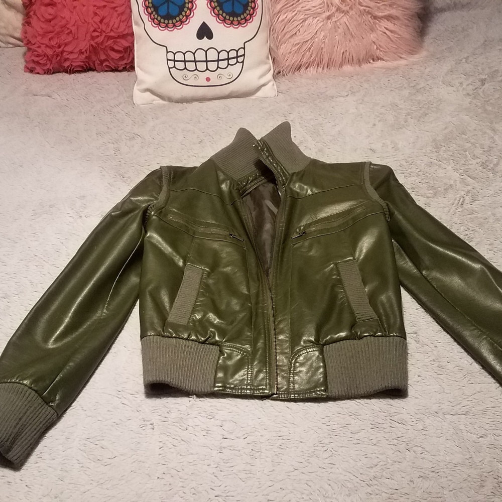 Green leather jacket